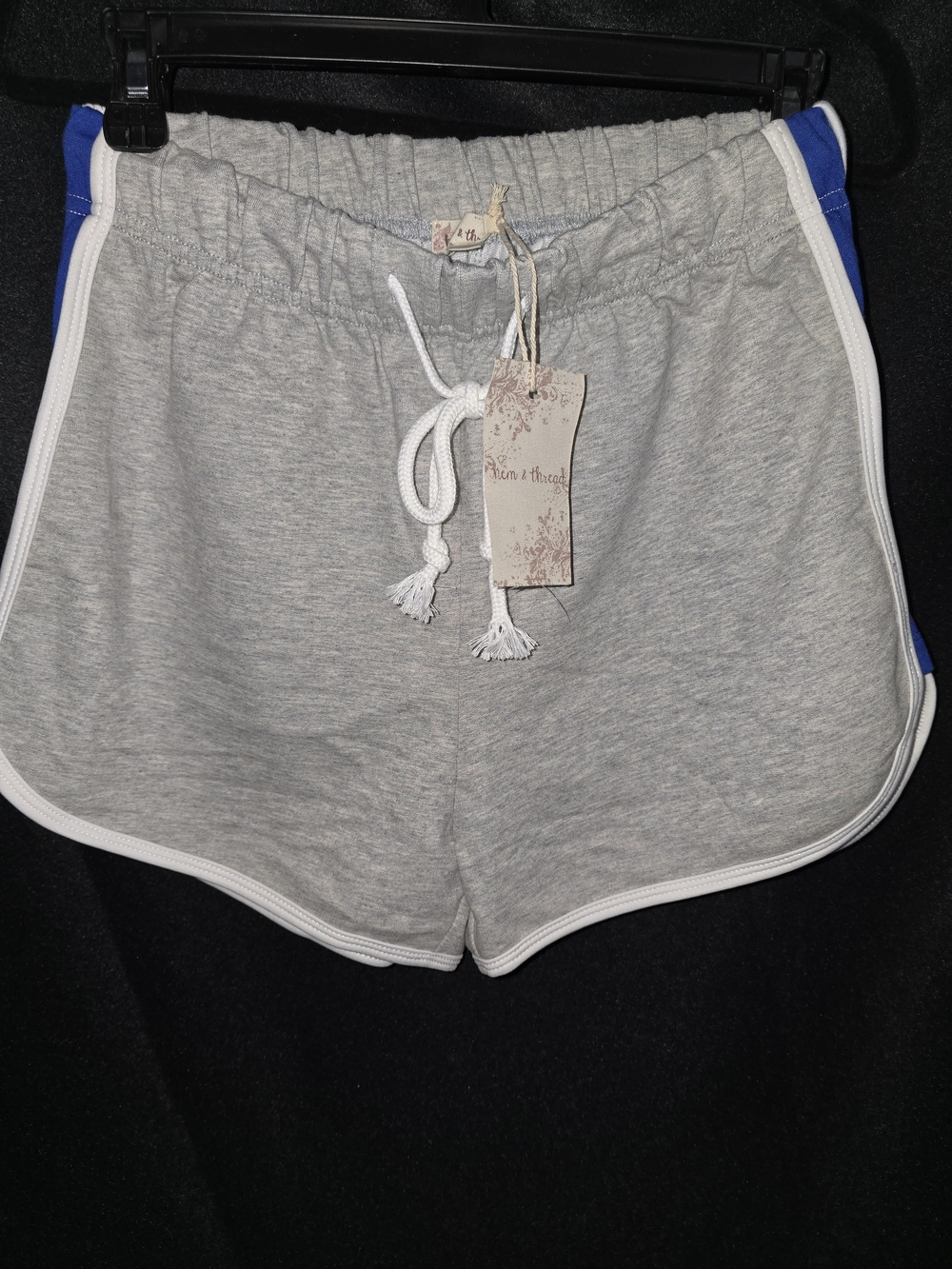 Hem & Thread Gray Athletic Shorts with Blue Side Panels